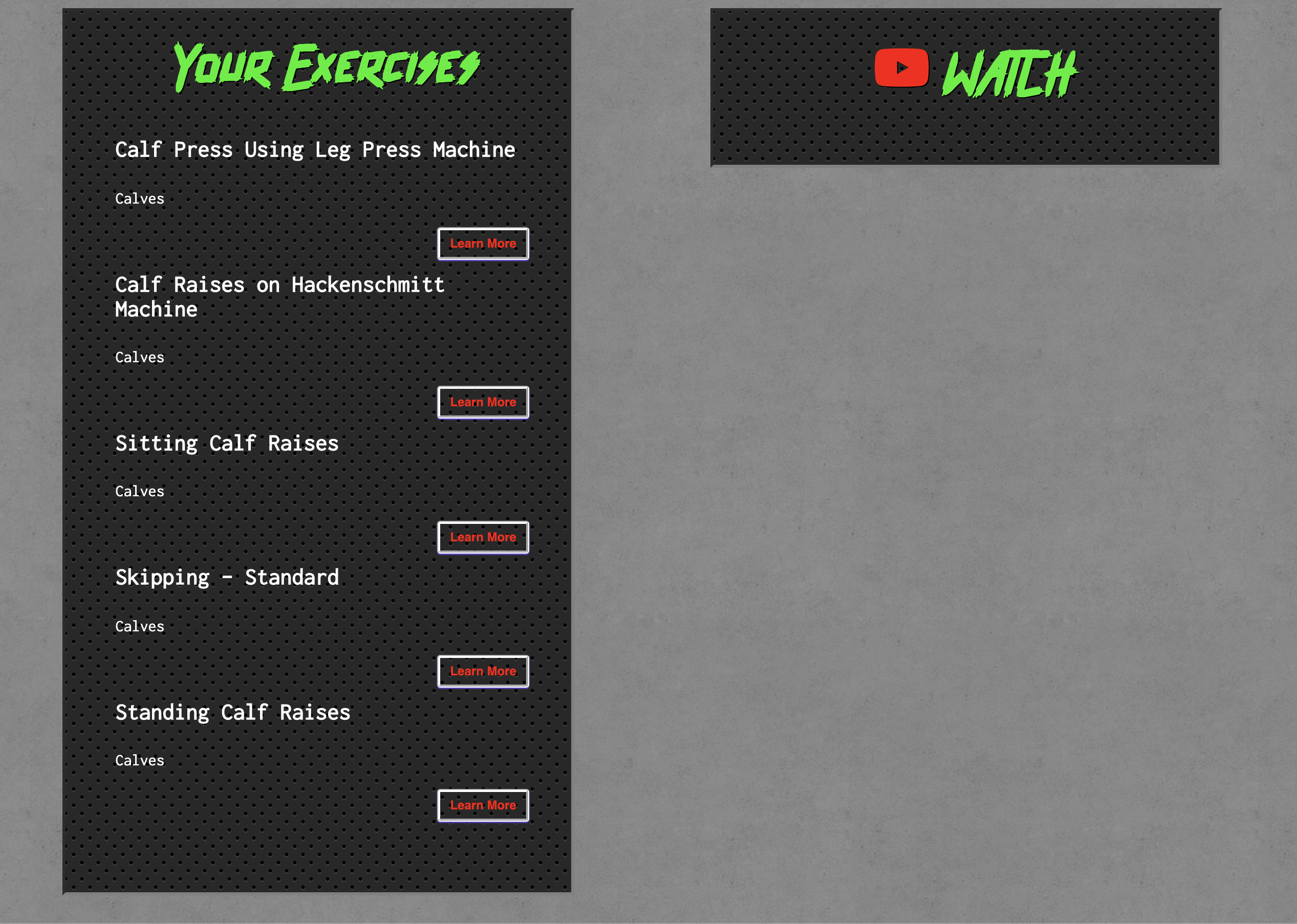 description of exercises screen photo