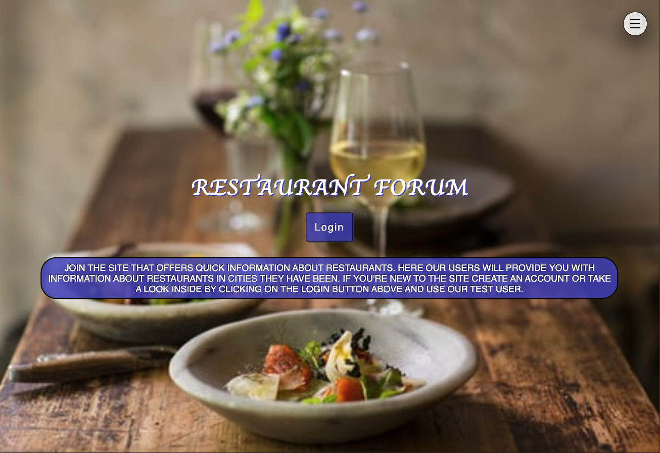 restaurant forum home screen