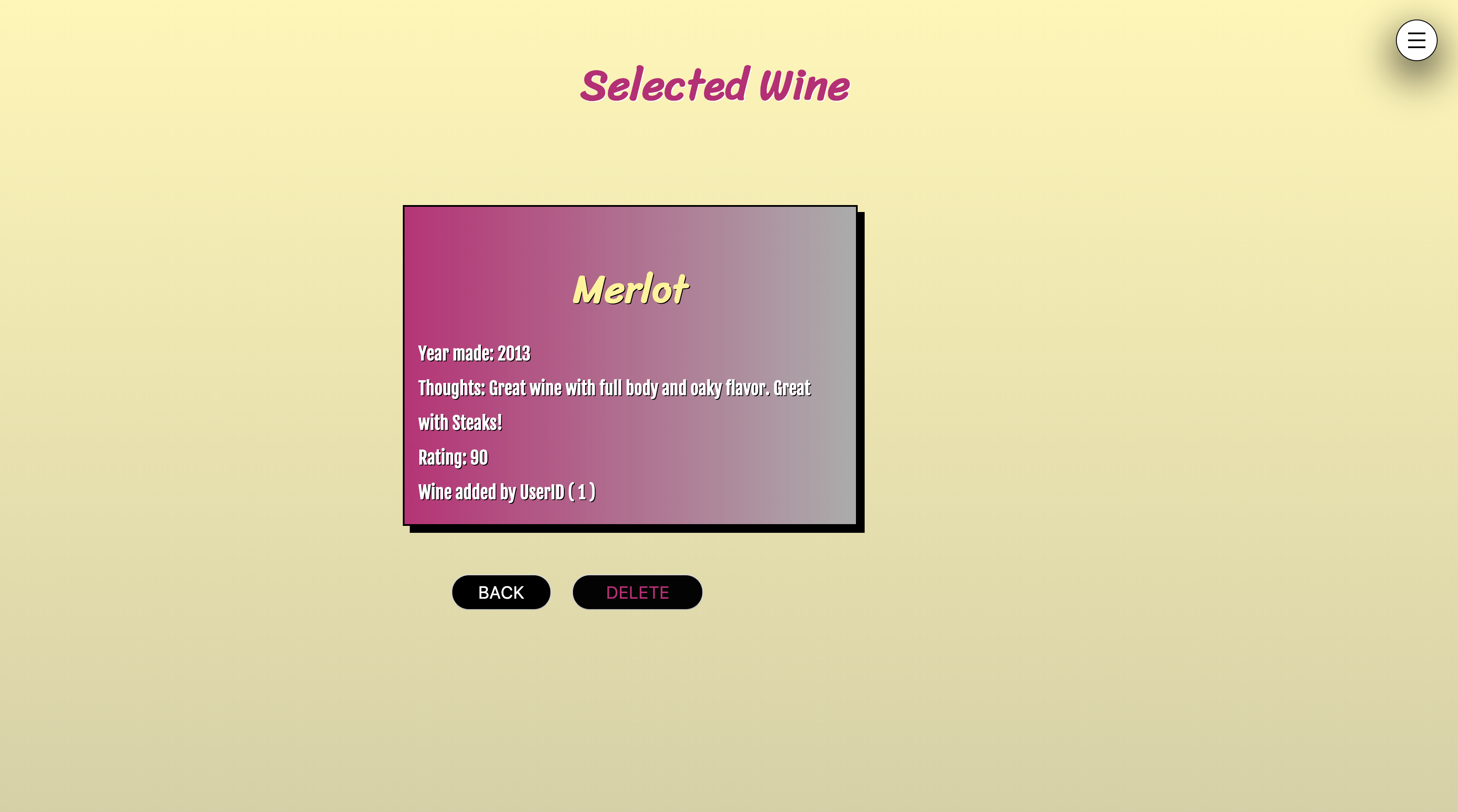 individual wine information